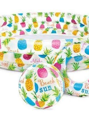 Уценка. надувной бассейн "ананасы" с мячом и кругом дирка в басейне