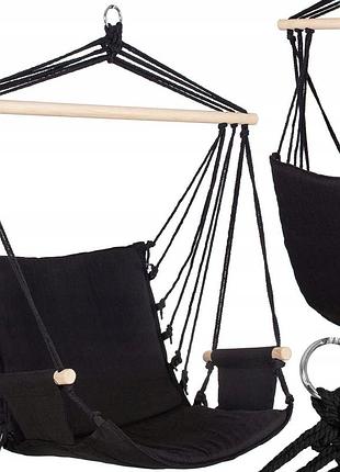 Крісло-гамак springos 130 x 90 см чорний