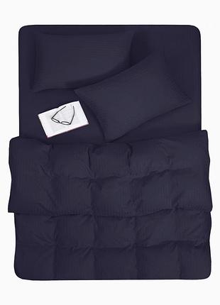 Постільна білизна lotus готель - сатин страйп темно-синій 1*1 сімейний (туреччина) (svt-2000022268844)