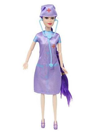 Уцінка. лялька "ведсестра" у фіолетовому — зламана рука та нога