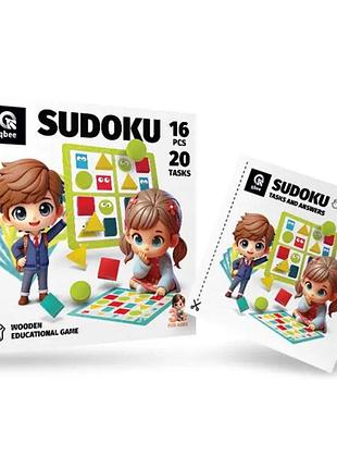 Деревянная логическая игра "судоку геометрическое",16 элементов (qb800-001)
