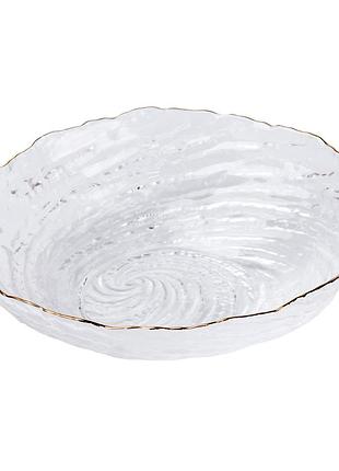 Тарілка глибока скляна ø20 см прозора салатниця супниця для сервірування десертів та закусок dm-11