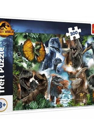 Пазли trefl 300 елементів улюблені динозаври. світ динозаврів 23013