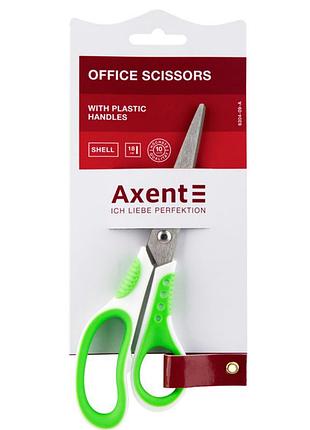 6304-09-а ножницы shell, 18 см, с прорезиненными ручками, бело-салатовые.