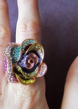 🏵эксклюзивное позолоченное кольцо цветок, 18 р.,новое! арт. 5985 фото