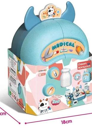 Набор доктора "коровка", 2 в 1, 15 аксессуаров, чемодан-рюкзак (1302-2)