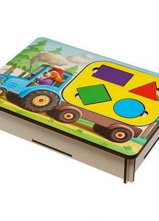 Дерев'яний сортер-пазл + танграм "трактор"