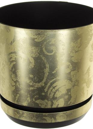 Горщик квітковий пластиковий d125мм-09,v-1,4л золотий візерунок