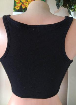 Чорний трикотажний укорочений підлітковий жилет h&m в пайетку/ошатна жилетка2 фото