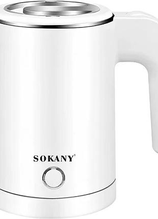 Електрочайник sokany sk-sh-1077 мини-чайник для путешествий 0.5л 600вт белый для быстрого кипячения воды dm-11