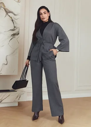 Штани 	турецкая костюмка "шерсть"	графит