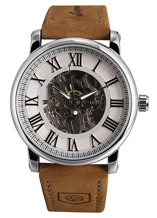 Часы мужские forsining vintage pro механические с автоматическим заводом минеральное стекло серебристый ve-33