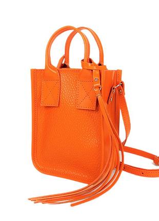 Сумка mini натуральна шкіра оранж 8387-11