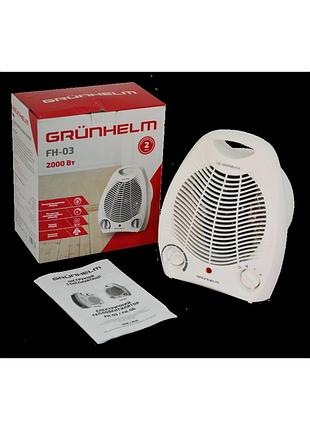 Тепловентилятор спиральный grunhelm fh-03 для обогрева и охлаждения помещений до 20 м² 2000вт ve-33