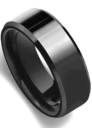 Кольцо черное глянец нержавеющая сталь женское мужское 16 размер