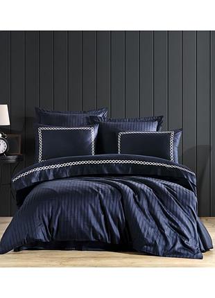 Постельное белье dantela vita сатин с вышивкой - nuans lacivert синий евро (svt-2000022321549)