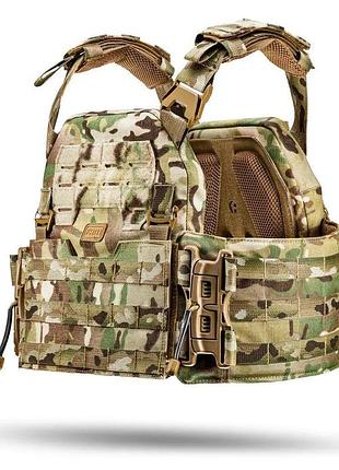 Плитоноска тактическая m8 multicam usa для бронеплит 25х30 см с боковыми карманами 15х30 см с системой m dm-11