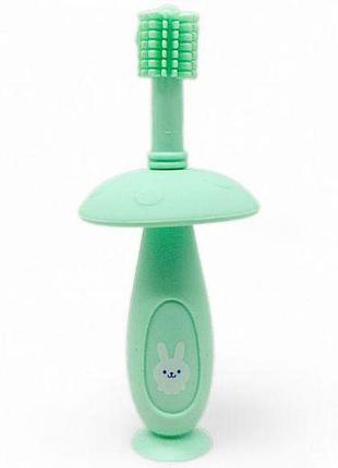 Силиконовая зубная щетка с ограничителем, мятная