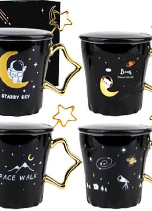 Чашка керамічна 360мл "space" з кришкою та ложкою 20631/s&t