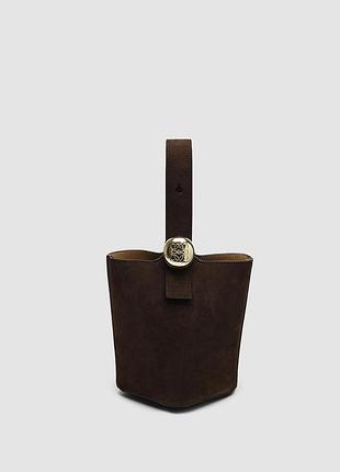 💎 loewe mini pebble bucket bag brown suede