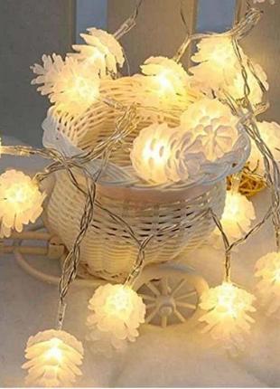 Гірлянда-фігурка електрич. шишка 20led білий теплий,перехідник,провід l-5м 1603-07