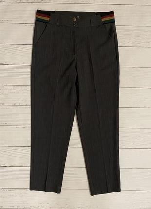 Женские брюки баталы темно-серого цвета на поясе резинка