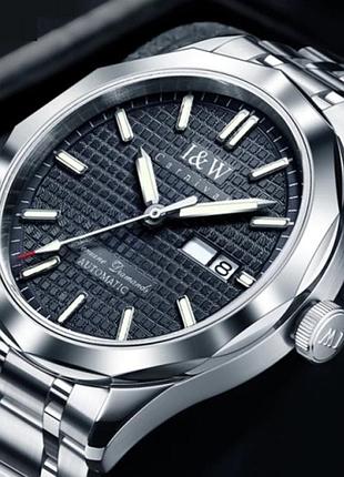 Часы мужские carnival carbon механические с японским механизмом seiko 40 мм черный стальной браслет 24 к dm-11