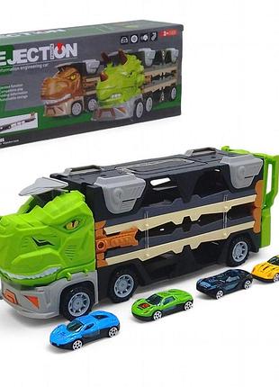 Грузовик-трек с запуском "динозавр", с машинками (814)