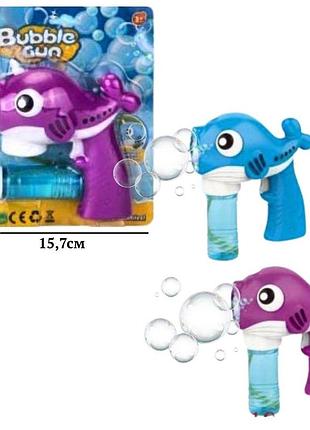 609-34 пистолет с мыльными пузырями,28 см, батар, свет, на планшетке.