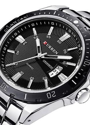 Часы мужские curren quartz классические серебристые 44х12 мм кварцевый металлический браслет черный 3 ат dm-11