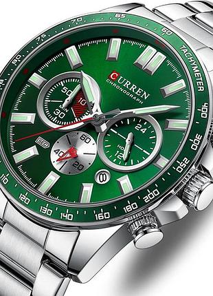 Часы мужские curren diablo кварцевые серебристые с металлическим браслетом 47 мм хронограф дата 3 атм зе dm-11