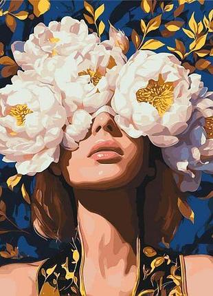 Картина по номерам "девушка в цветах" 40х50 см