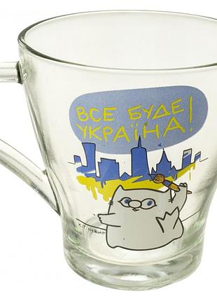 Чашка скло 280мл "fresia""кіт інжир" 89505224/галерея
