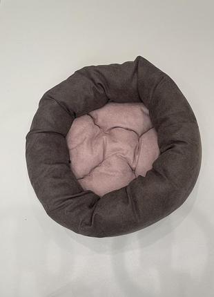 Лежак для котов и собак skypuff 60 см chocolate + dusty rose