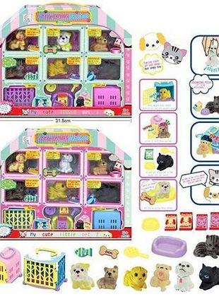 Уценка. набір тварин 882 6 тваринок, пискавки, аксесуари, будиночки, в коробці - повреждена упаковка, не