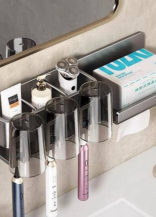 Алюминиевый держатель для зубных щеток и чашка для полоскания рта настенный аксессуар для ванной комнаты dm-11