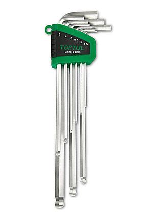 Набір г-обр. шестигранників 1,5-10 мм 9ед. супердовгих з кулею (gaal0917) toptul gsn-09eb