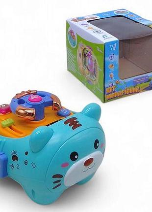 Руль "кот-путешественник", звук, свет, укр (голубой)