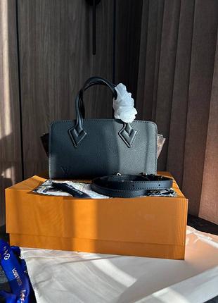 Сумка кожаная varenne east west black, 26х14 см, премиум качество