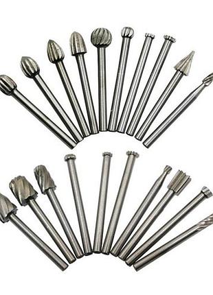 Набор борфрез шарошек по дереву 20 шт hss сталь 3 мм для дремеля и гравера длина 37-40 мм ve-33