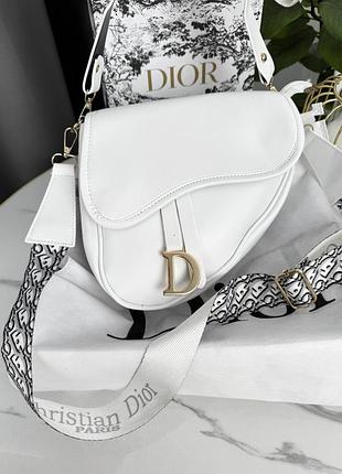 Сумочка dior седло – в эко коже белый гладкий