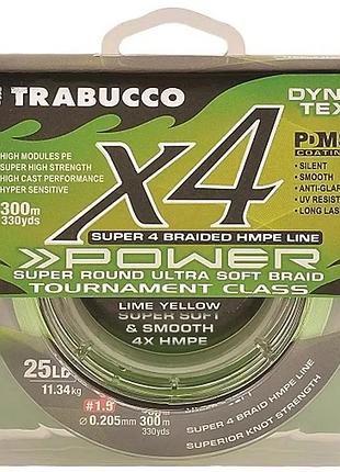 Шнур trabucco dyna-tex 4x power 150m (lime yellow) #3.0/0.285mm 40lb/18.14kg