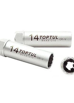 Головка торцевая toptul 12-гранная свечная 14мм 3/8" l90мм bsba1214s ve-33
