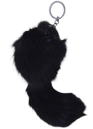 Мягкий меховой брелок "бурундук" (черный)