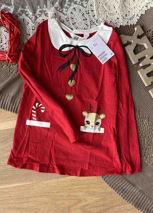 Нежный праздничный новогодний новорічний реглан н&м 4-6 лет
