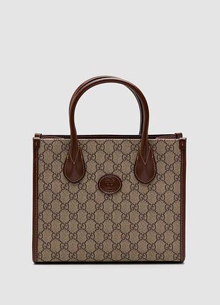 💎 gucci ophidia leather-trimmed monogrammed coated-canvas tote bag 25 х 21 х 11 см