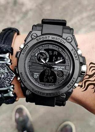 Часы тактические sanda tattoo кварцевые мужские черные 45 мм 5 атм с секундомером подсветкой 12/24 часов dm-11