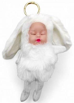 Брелок меховой "пупсик-ушка" (20 см), белый