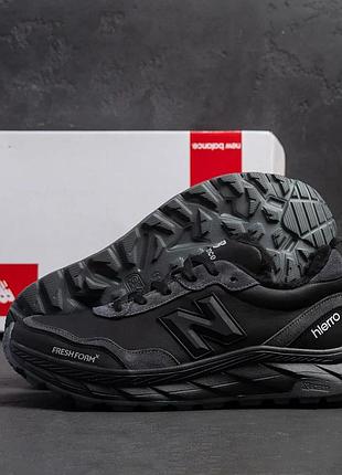 Мужские зимние кожаные кроссовки ботинки new balance black черные