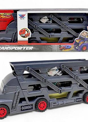 Автовоз-паркинг "transporter", запуск, 4 машинки (серый) (k140a12)